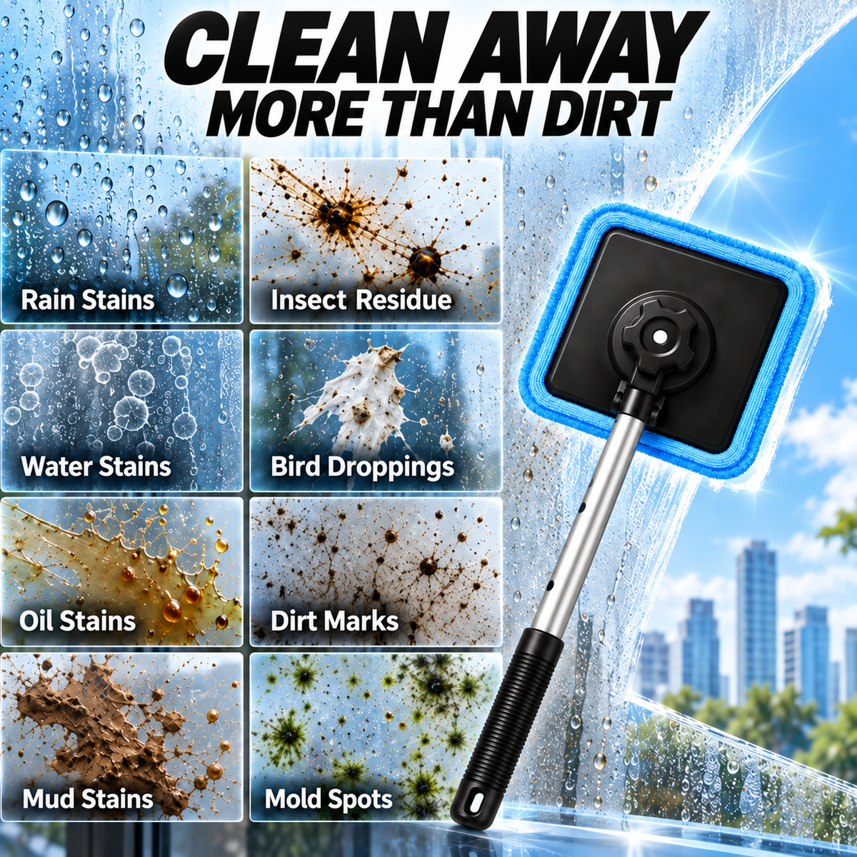 IEY®🛻All-In-One Magnetic Glass Cleaner — Dual-Side Cleaning, Washable Pads & Versatile Home and Car Use | One Kit. Cleaner Glass. Less Effort. 💎